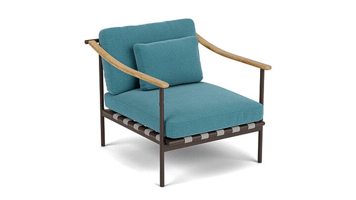 Barlow Tyrie Aura Deep Seating Fauteuil Club lounge avec coussins Armature Forge Grey Adriatic Blue 3941V Laminé Waterproof