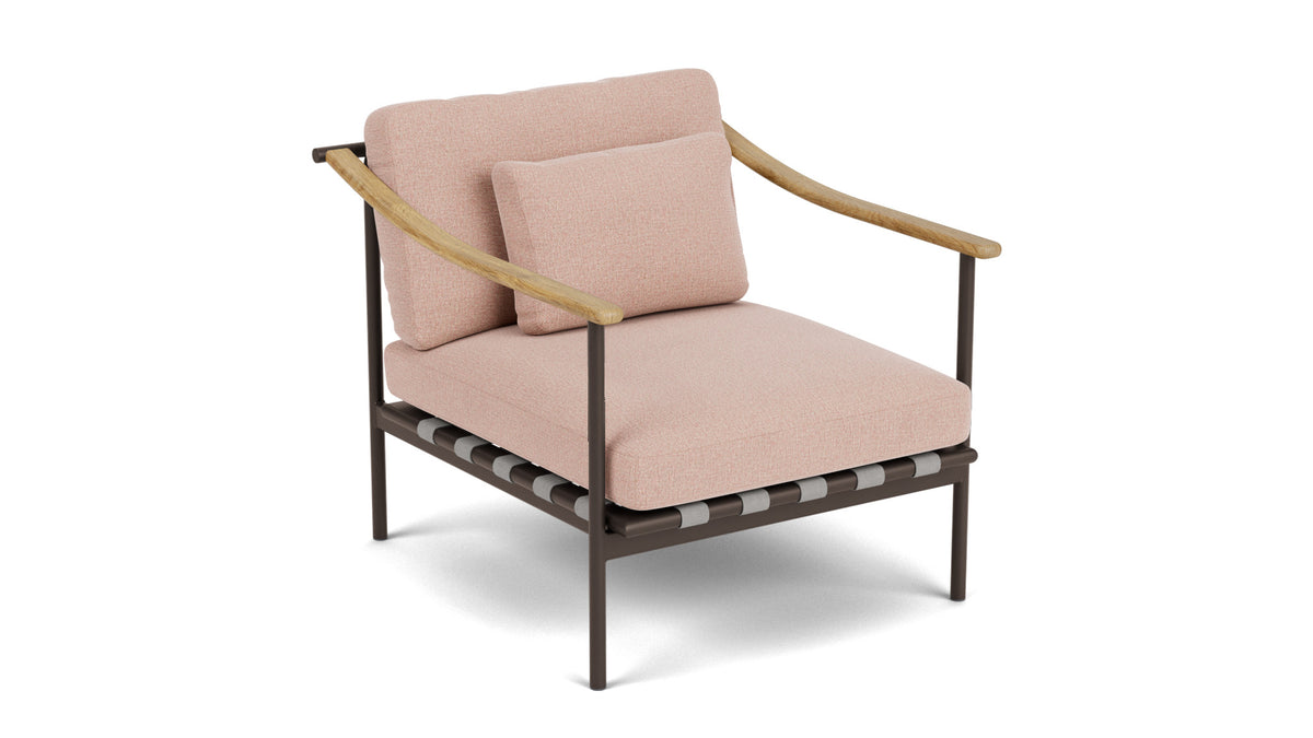 Barlow Tyrie Around Deep Seating Fauteuil Club lounge accoudoirs teck avec coussins Armature Forge Grey Blush 3965