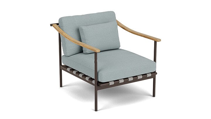 Barlow Tyrie Around Deep Seating Fauteuil Club lounge accoudoirs teck avec coussins Armature Forge Grey Frosty Chine 10025