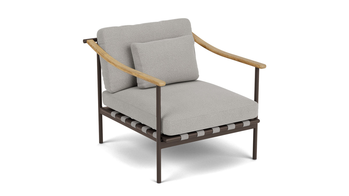 Barlow Tyrie Around Deep Seating Fauteuil Club lounge accoudoirs teck avec coussins Armature Forge Grey Lead Chine 3756
