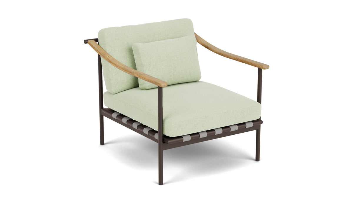 Barlow Tyrie Around Deep Seating Fauteuil Club lounge accoudoirs teck avec coussins Armature Forge Grey Mint 3967