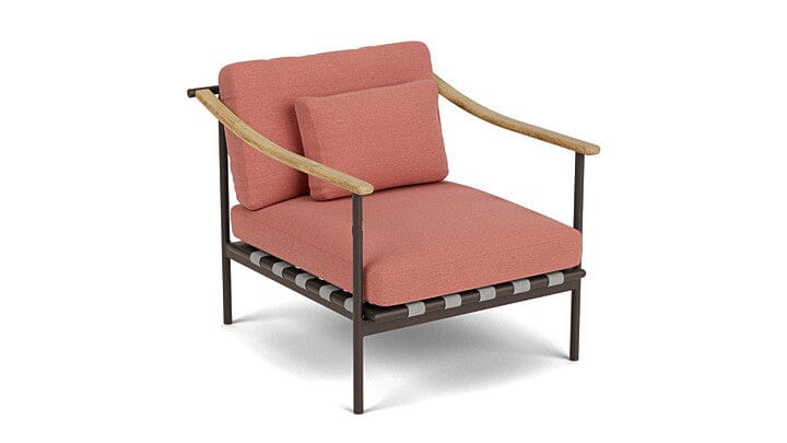 Barlow Tyrie Around Deep Seating Fauteuil Club lounge accoudoirs teck avec coussins Armature Forge Grey Natte Flamingo 10234