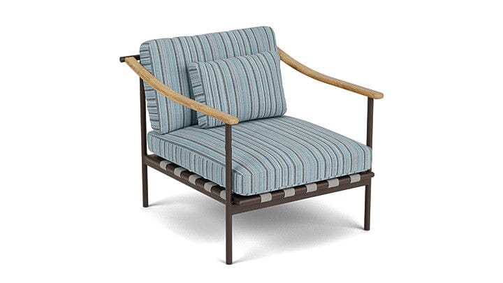 Barlow Tyrie Aura Deep Seating Fauteuil Club lounge avec coussins Armature Forge Grey Porto Blue Chine 3776V Laminé Waterproof