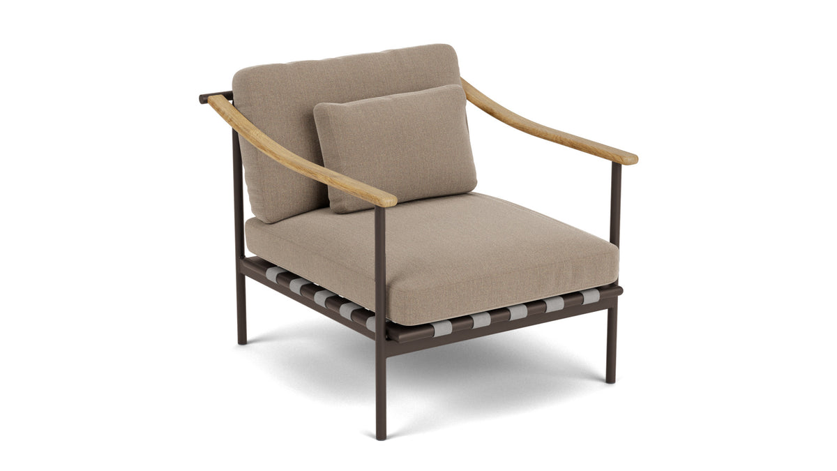 Barlow Tyrie Around Deep Seating Fauteuil Club lounge accoudoirs teck avec coussins Armature Forge Grey Taupe 3729