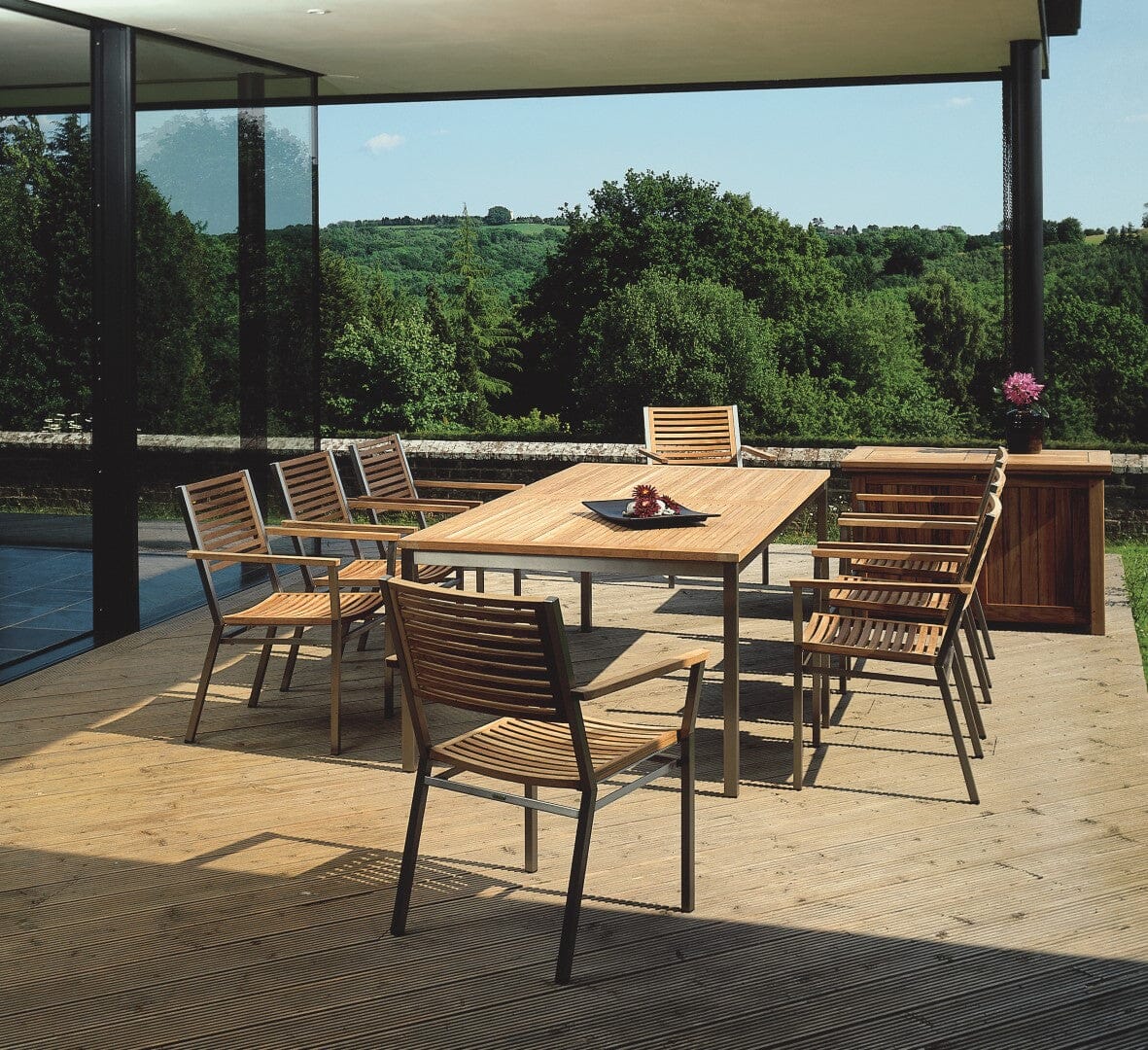 Barlow Tyrie Equinox Dining Fauteuil repas inox avec assise et dossier en teck