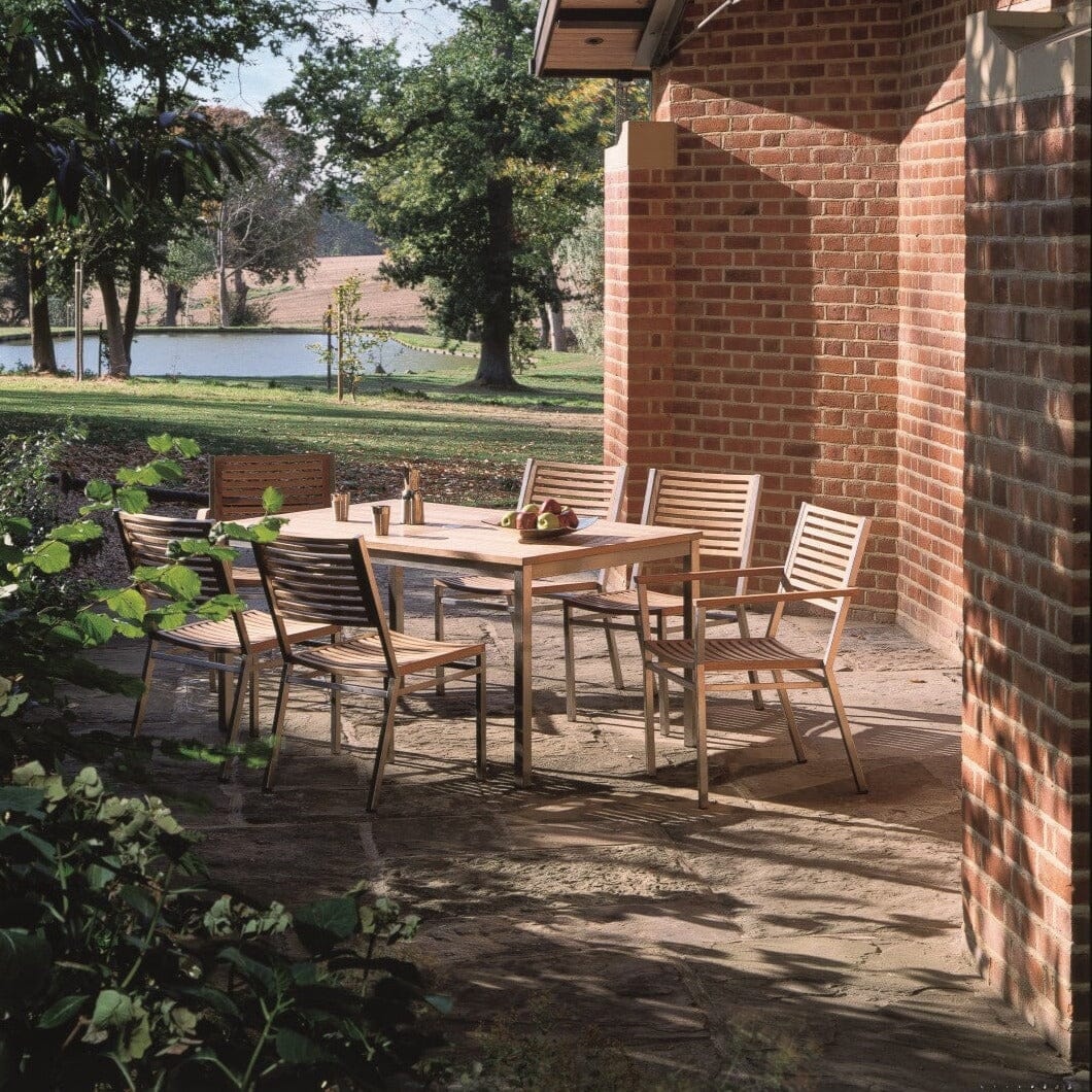 Barlow Tyrie Equinox Dining Table 150 (149x100cm) inox - Plateau teck