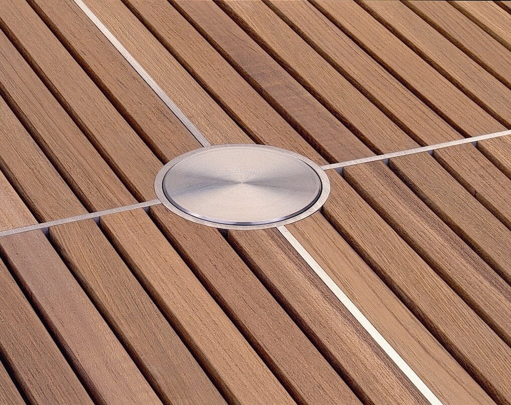 Barlow Tyrie Equinox Dining Table 150 (ronde Ø147cm) inox - Plateau teck