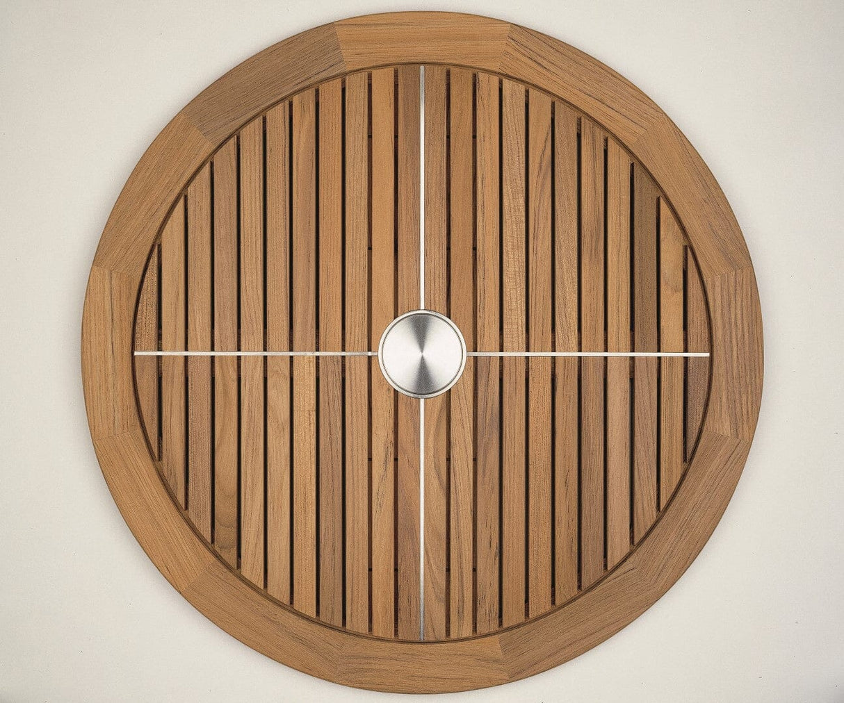 Barlow Tyrie Equinox Dining Table 180 (ronde Ø180cm) inox - Plateau teck