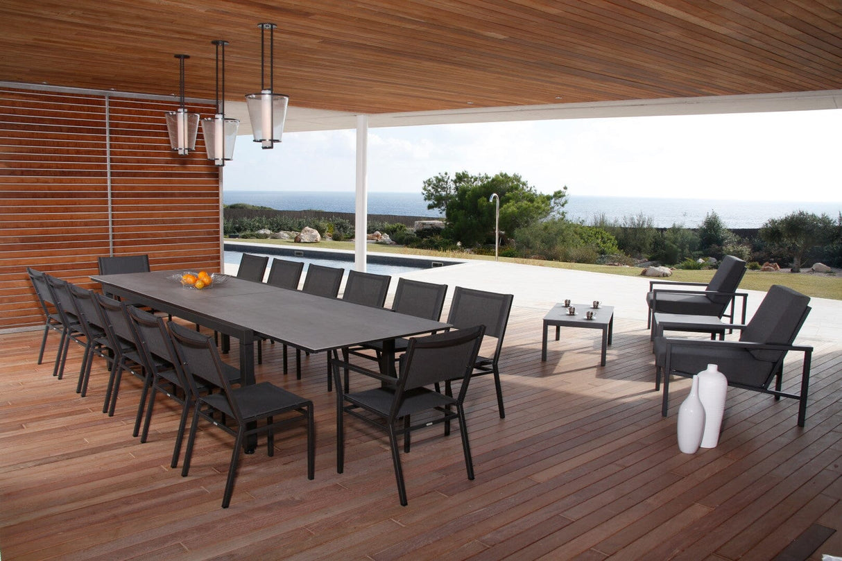 Barlow Tyrie Equinox Dining Table à rallonge 360 (240-361x113cm) inox - Plateau céramique