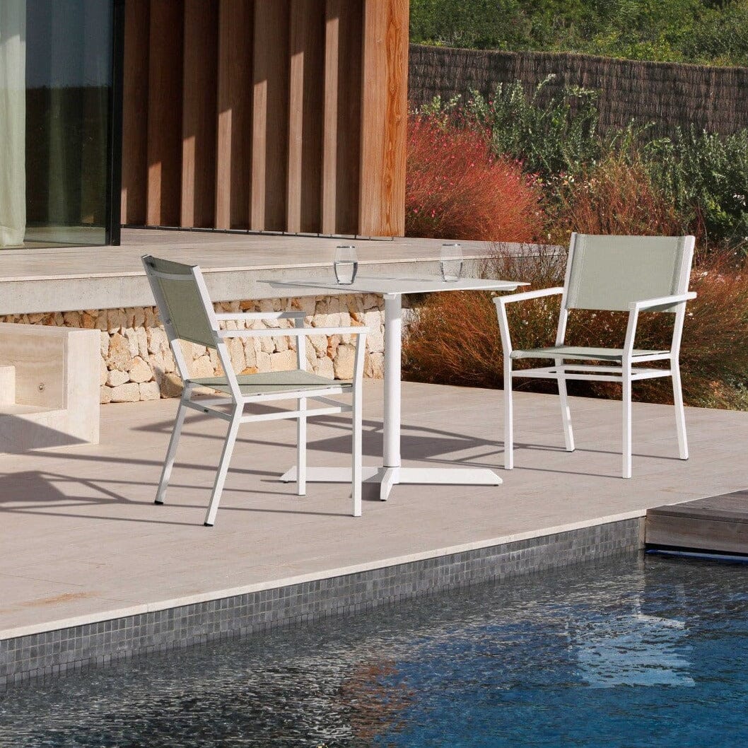 Barlow Tyrie Equinox Dining Table bistro Pied central 70x70cm inox - Plateau céramique