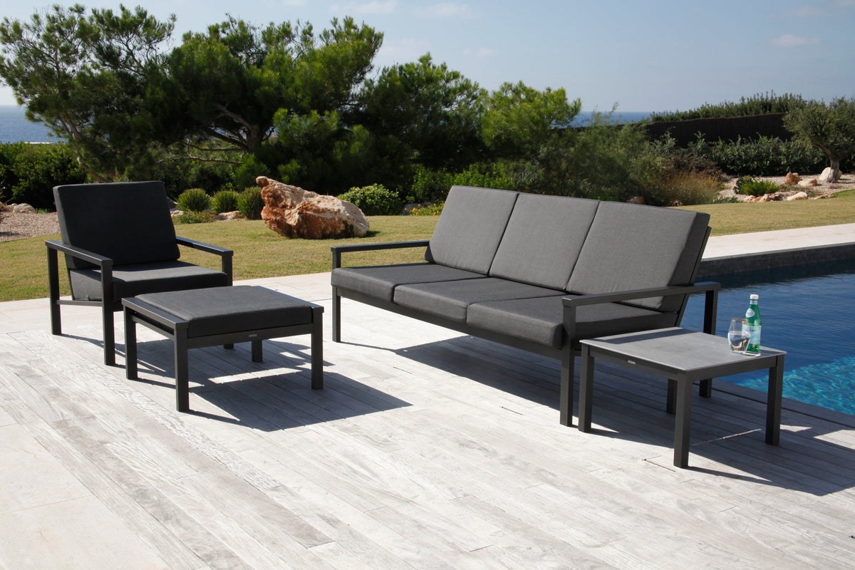 Barlow Tyrie Equinox Occasional Canapé 3 places inox laqué avec coussins