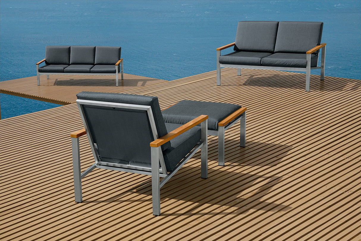 Barlow Tyrie Equinox Occasional Fauteuil Club lounge inox brossé avec coussins