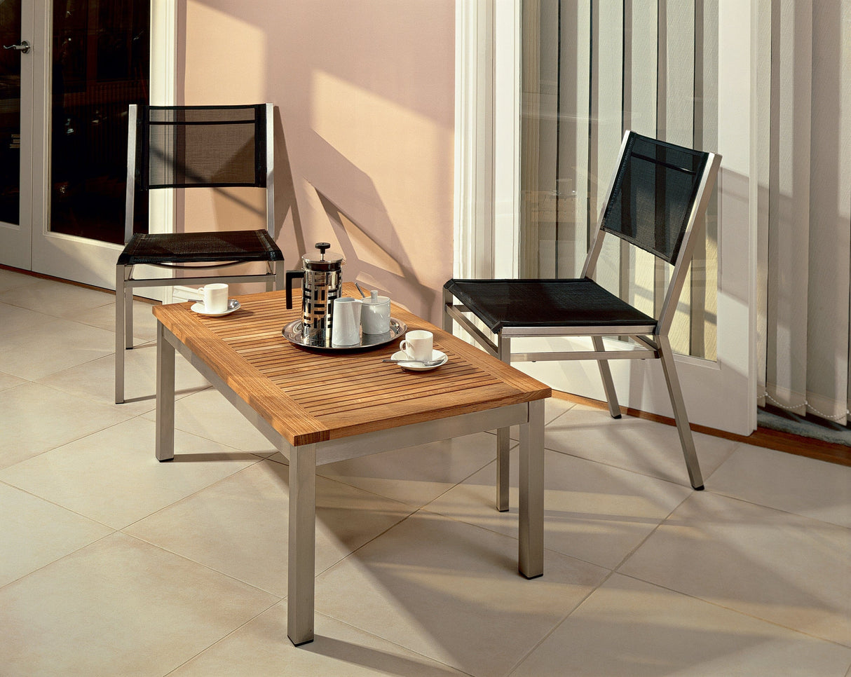 Barlow Tyrie Equinox Occasional Low Table 100 - Table basse 101x59cm H:40cm inox Plateau Teck