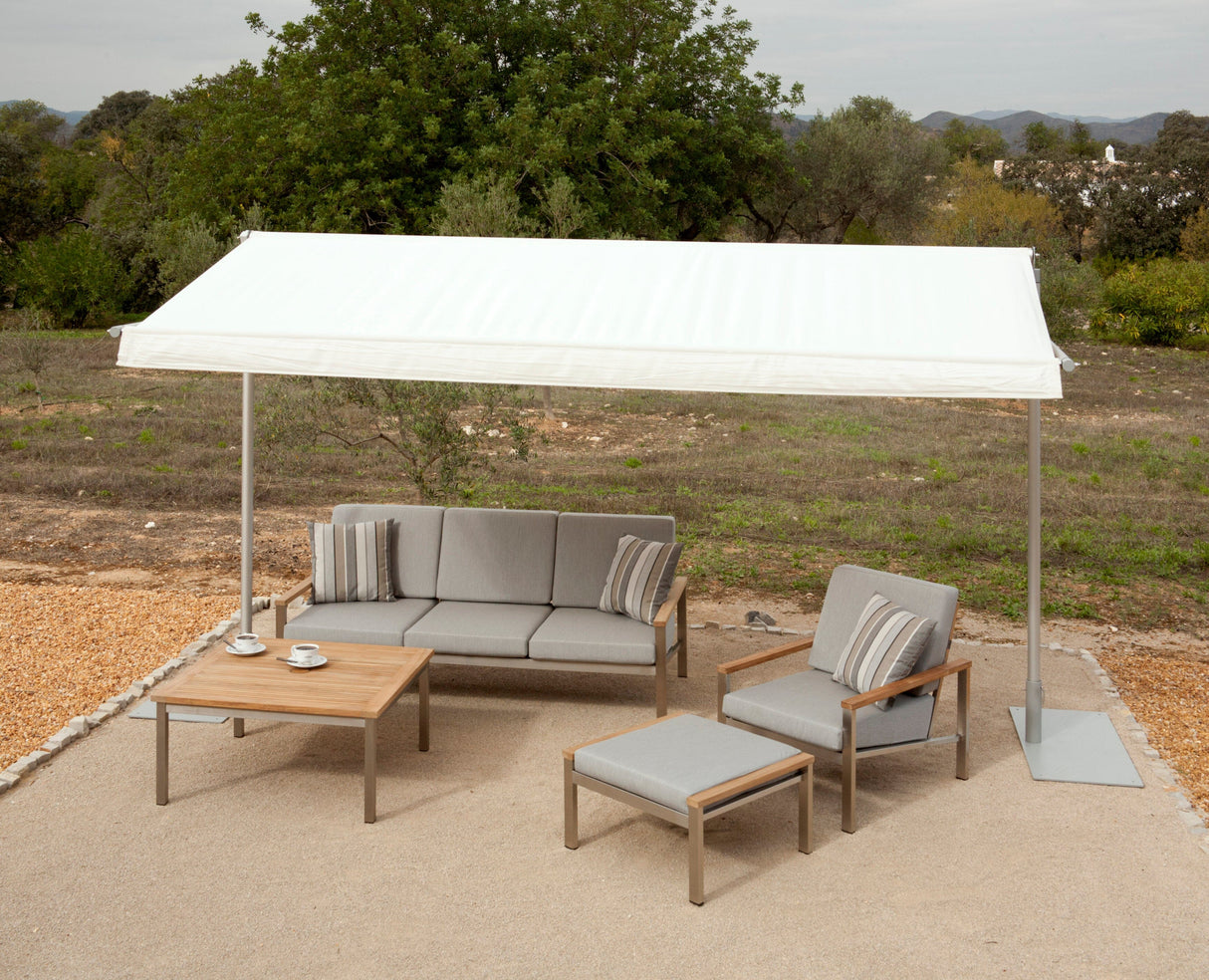 Barlow Tyrie Equinox Occasional Repose-pieds Pouf Ottoman inox brossé et teck avec coussin