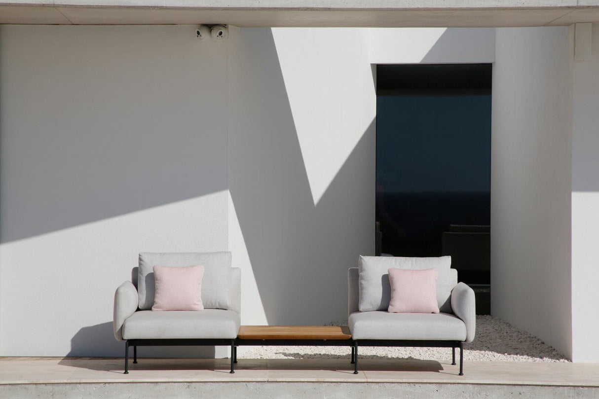 Barlow Tyrie Layout Deep Seating Companion Set - High Arms Layout Companion Set (two 1LYMB1 with high arms et bridging table 2LYB08) - avec coussins