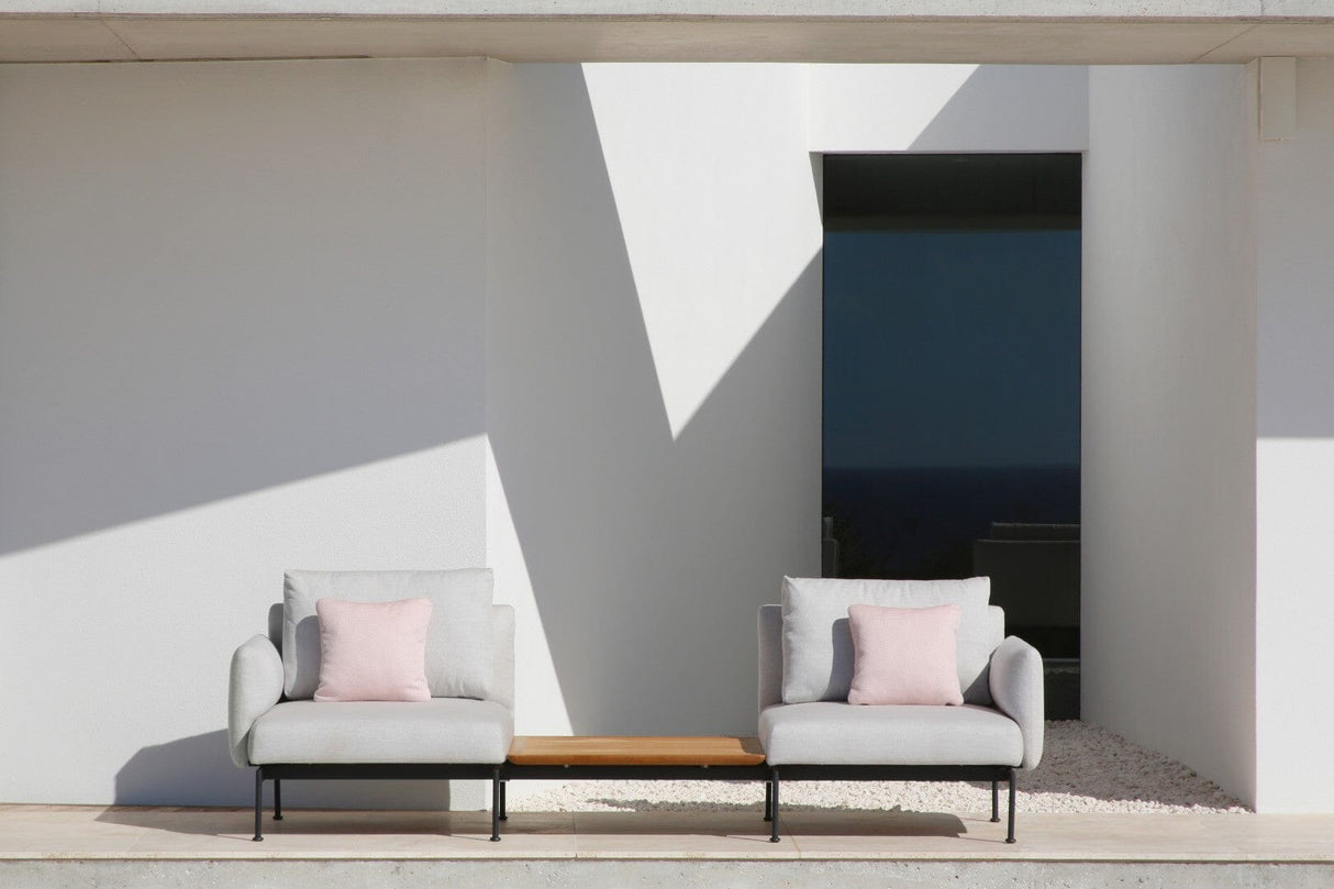 Barlow Tyrie Layout Deep Seating Companion Set - with Low Arms (two 1LYMB1 with low arms et bridging table 2LYB08) - avec coussins