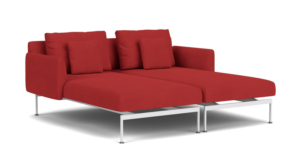 Barlow Tyrie Layout Deep Seating Double Chaise - Double seats et single backs + single low arms - avec coussins Armature Artic White Paris Red 3728V Laminé Waterproof