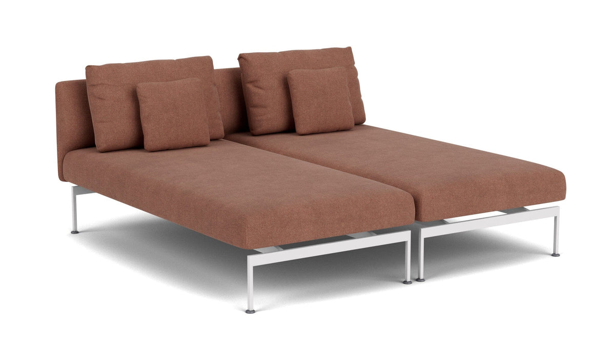 Barlow Tyrie Layout Deep Seating Double Chaise longue - Double seats with single backs - avec coussins Armature Artic White Heritage Rust 18021V Laminé Waterproof