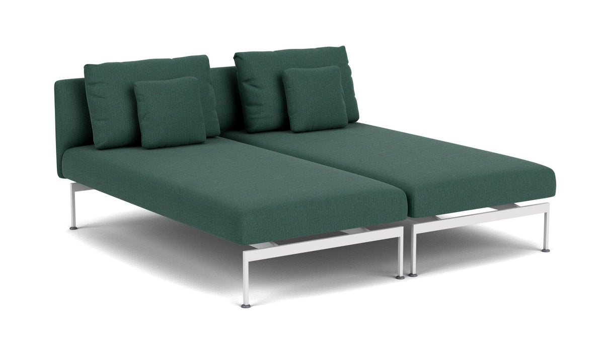 Barlow Tyrie Layout Deep Seating Double Chaise longue - Double seats with single backs - avec coussins Armature Artic White Natte Ivy 10232V Laminé Waterproof