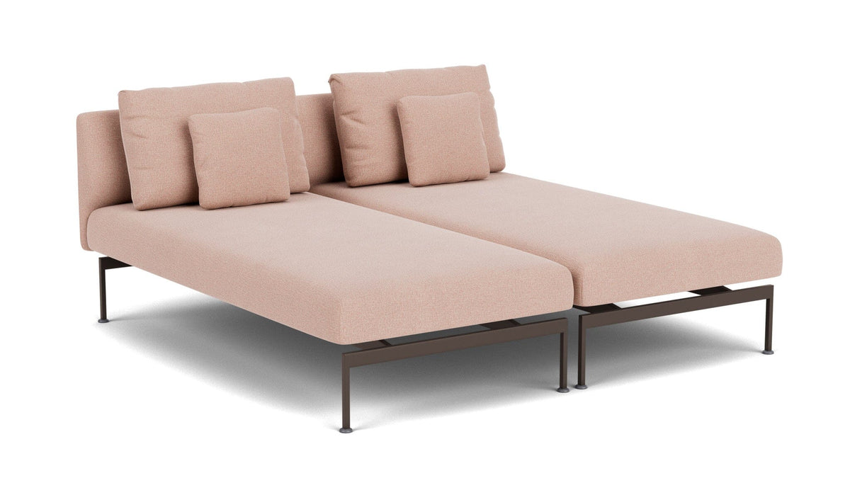 Barlow Tyrie Layout Deep Seating Double Chaise longue - Double seats with single backs - avec coussins Armature Forge Grey Blush 3965V Laminé Waterproof