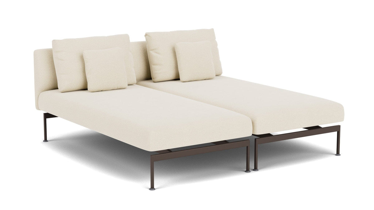 Barlow Tyrie Layout Deep Seating Double Chaise longue - Double seats with single backs - avec coussins Armature Forge Grey Canvas 5453V Laminé Waterproof
