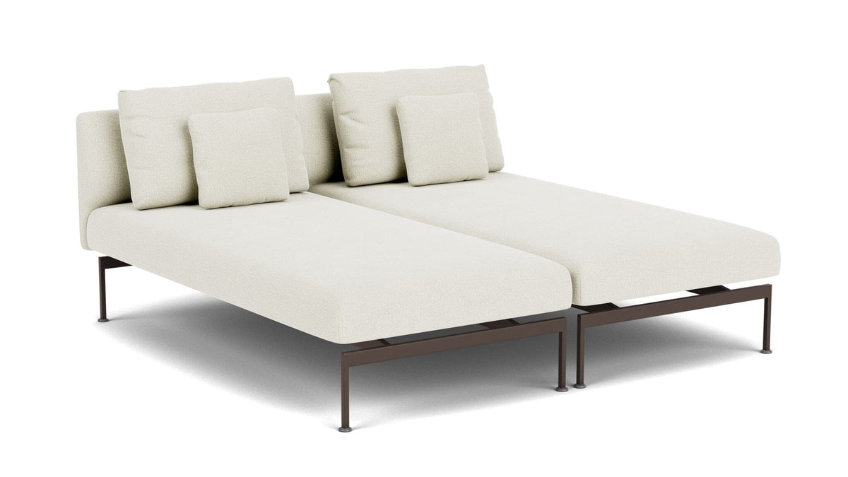 Barlow Tyrie Layout Deep Seating Double Chaise longue - Double seats with single backs - avec coussins Armature Forge Grey Marble 3966V Laminé Waterproof