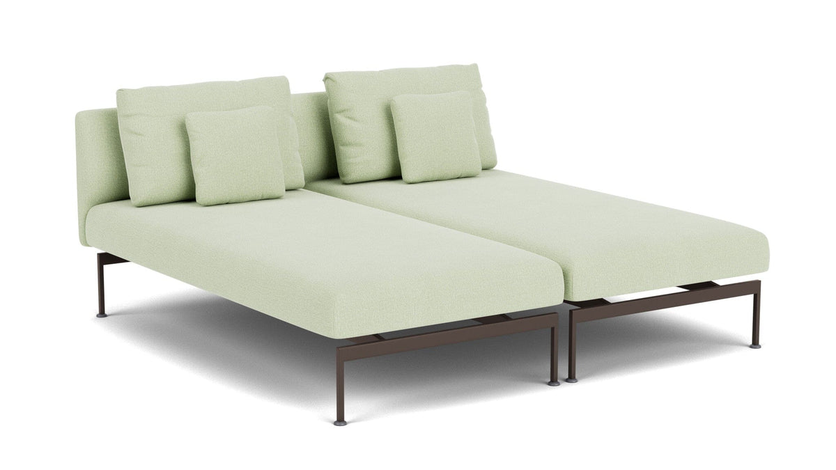 Barlow Tyrie Layout Deep Seating Double Chaise longue - Double seats with single backs - avec coussins Armature Forge Grey Mint 3967V Laminé Waterproof