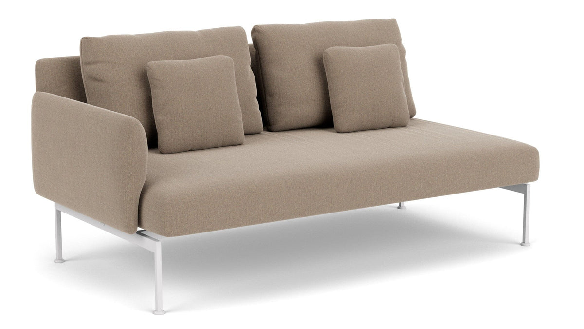 Barlow Tyrie Layout Deep Seating Double Seat - One Arm - avec coussins Armature Artic White Taupe 3729V Laminé Waterproof