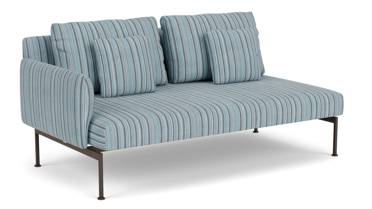 Barlow Tyrie Layout Deep Seating Double Seat - One Arm - avec coussins Armature Forge Grey Porto Blue Chine 3776V Laminé Waterproof