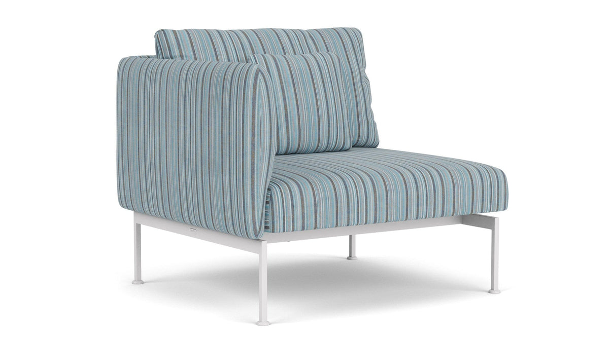 Barlow Tyrie Layout Deep Seating Single Seat - One High Arm - avec coussins Armature Artic White Porto Blue Chine 3776V Laminé Waterproof