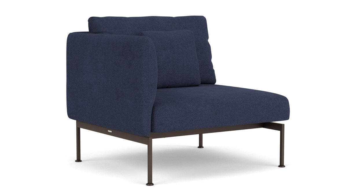 Barlow Tyrie Layout Deep Seating Single Seat - One High Arm - avec coussins Armature Forge Grey Indigo 18017V Laminé Waterproof