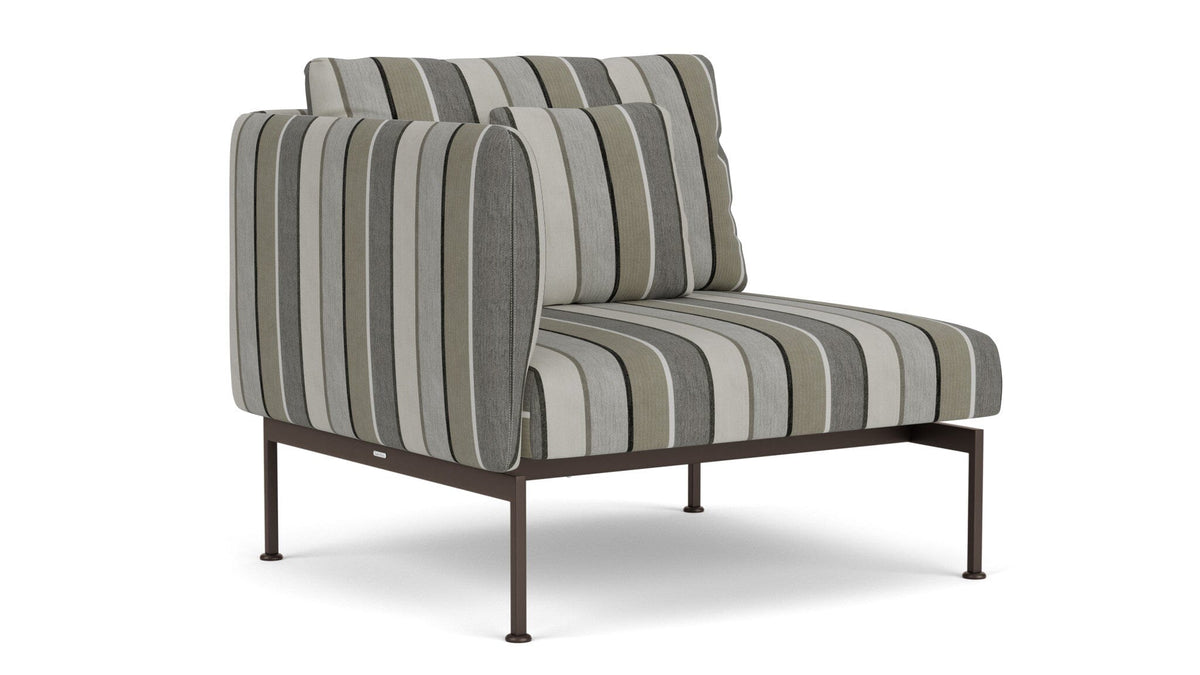 Barlow Tyrie Layout Deep Seating Single Seat - One High Arm - avec coussins Armature Forge Grey Quadri Grey 3778V Laminé Waterproof