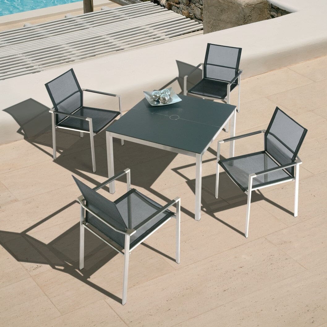 Barlow Tyrie Mercury Dining Fauteuil repas inox brossé Accoudoirs Alu