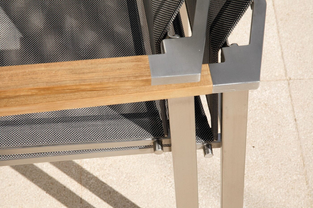 Barlow Tyrie Mercury Dining Fauteuil repas inox brossé Accoudoirs Teck