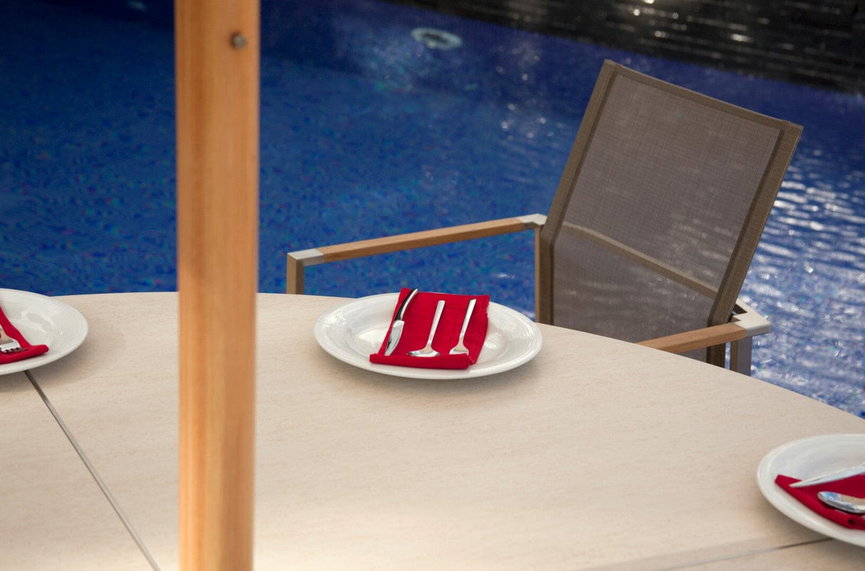 Barlow Tyrie Mercury Dining Fauteuil repas inox brossé Accoudoirs Teck