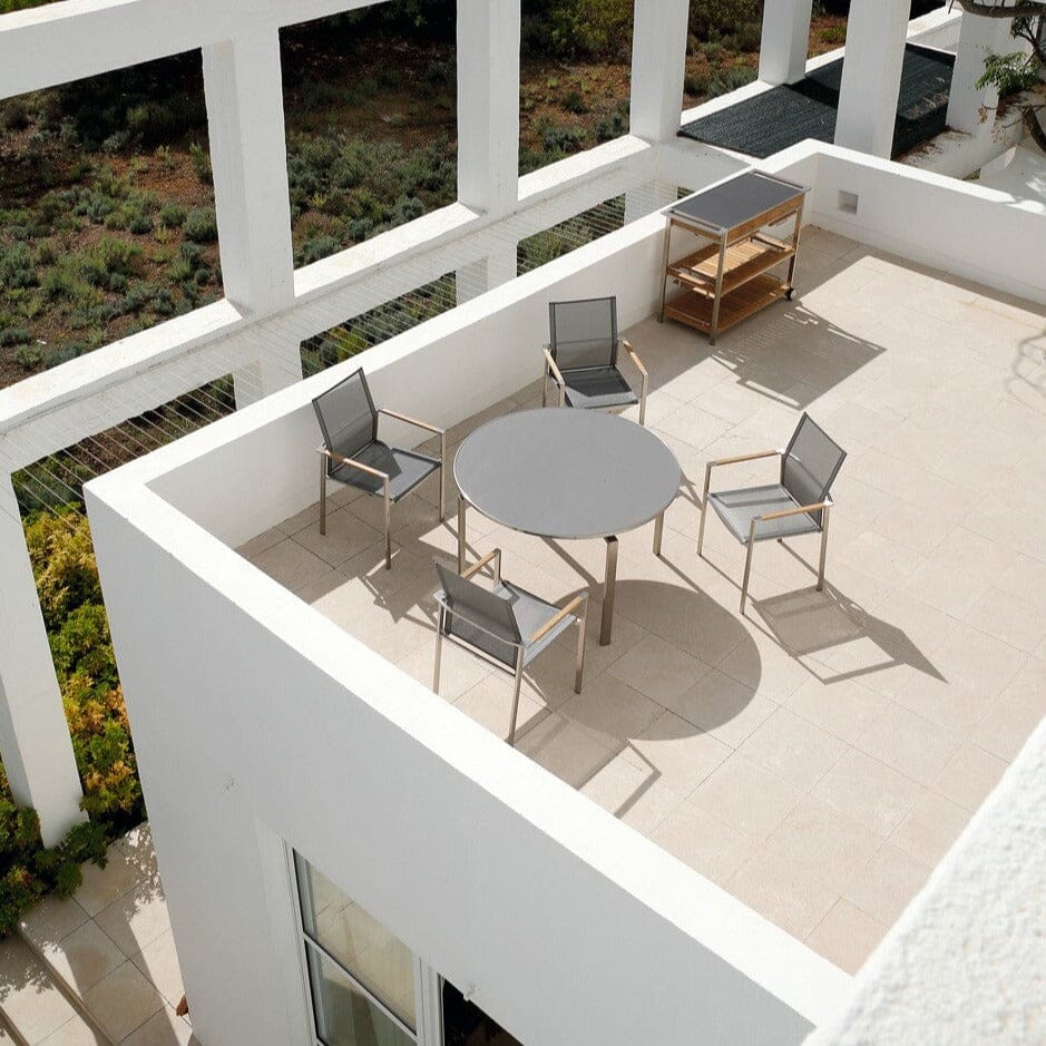 Barlow Tyrie Mercury Dining Table 120 (ronde Ø120cm) Plateau en verre