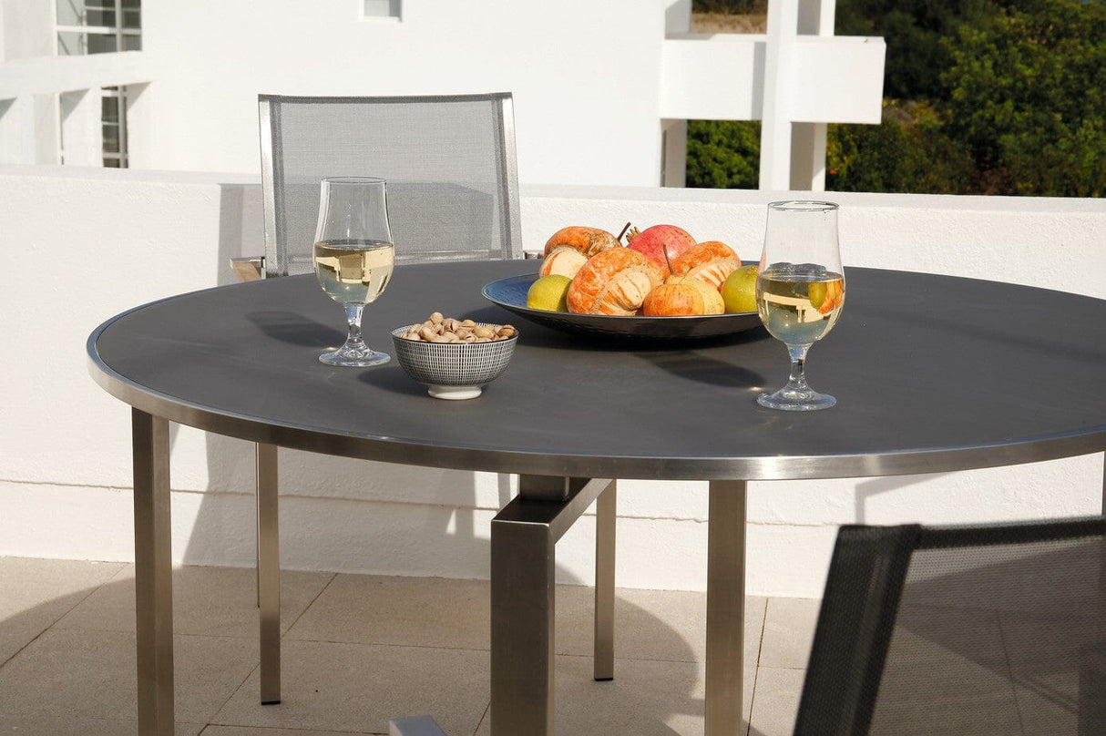 Barlow Tyrie Mercury Dining Table 120 (ronde Ø120cm) Plateau en verre