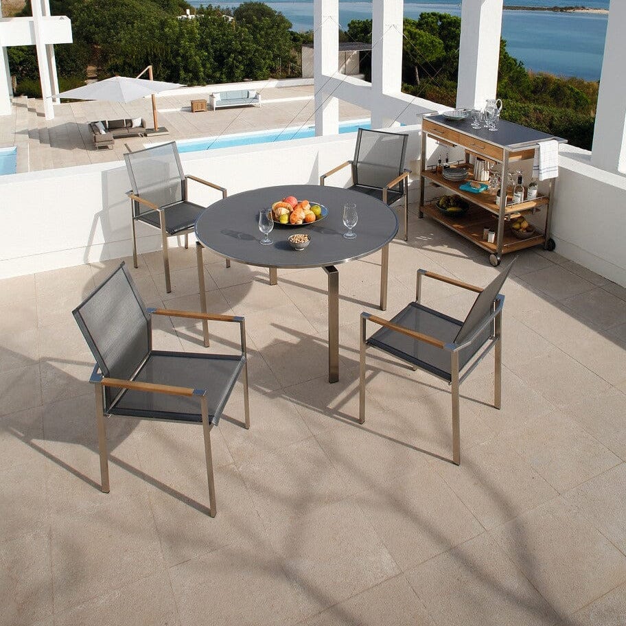 Barlow Tyrie Mercury Dining Table 120 (ronde Ø120cm) Plateau en verre