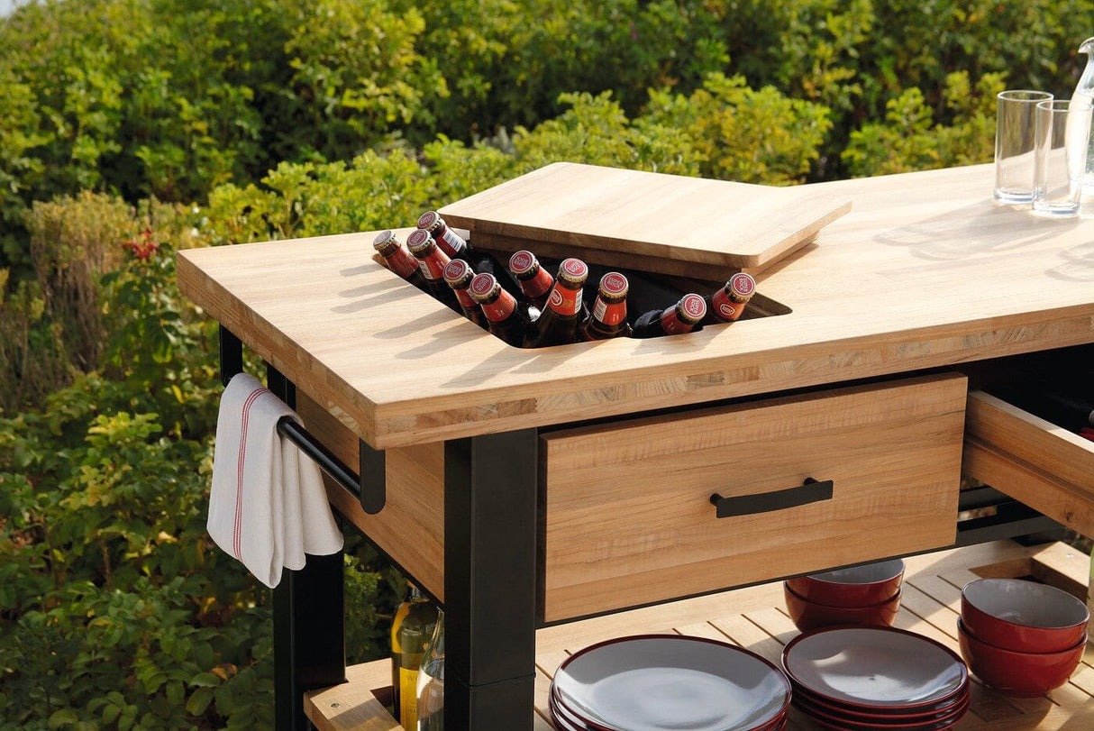 Barlow Tyrie Titan Serving Table (136-179x61cm H:94cm) Table de service avec tirroirs