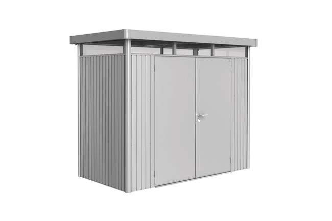 Biohort HighLine Abri de jardin H1 (275x155cm, H:222cm) Double porte Argent métallique