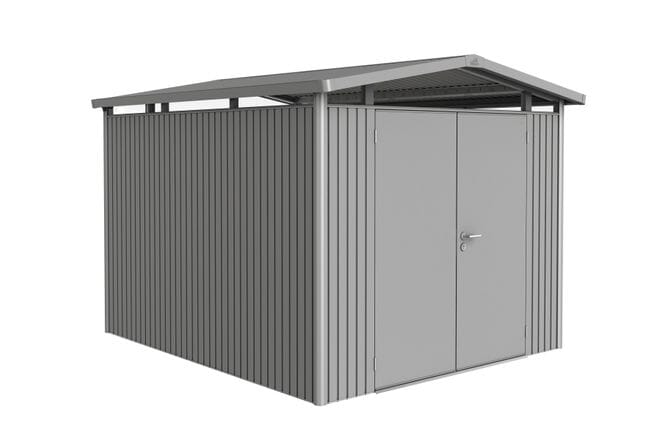 Biohort Panorama Abri de jardin P5 (273x318cm, H:227cm) Double porte Gris quartz métallique