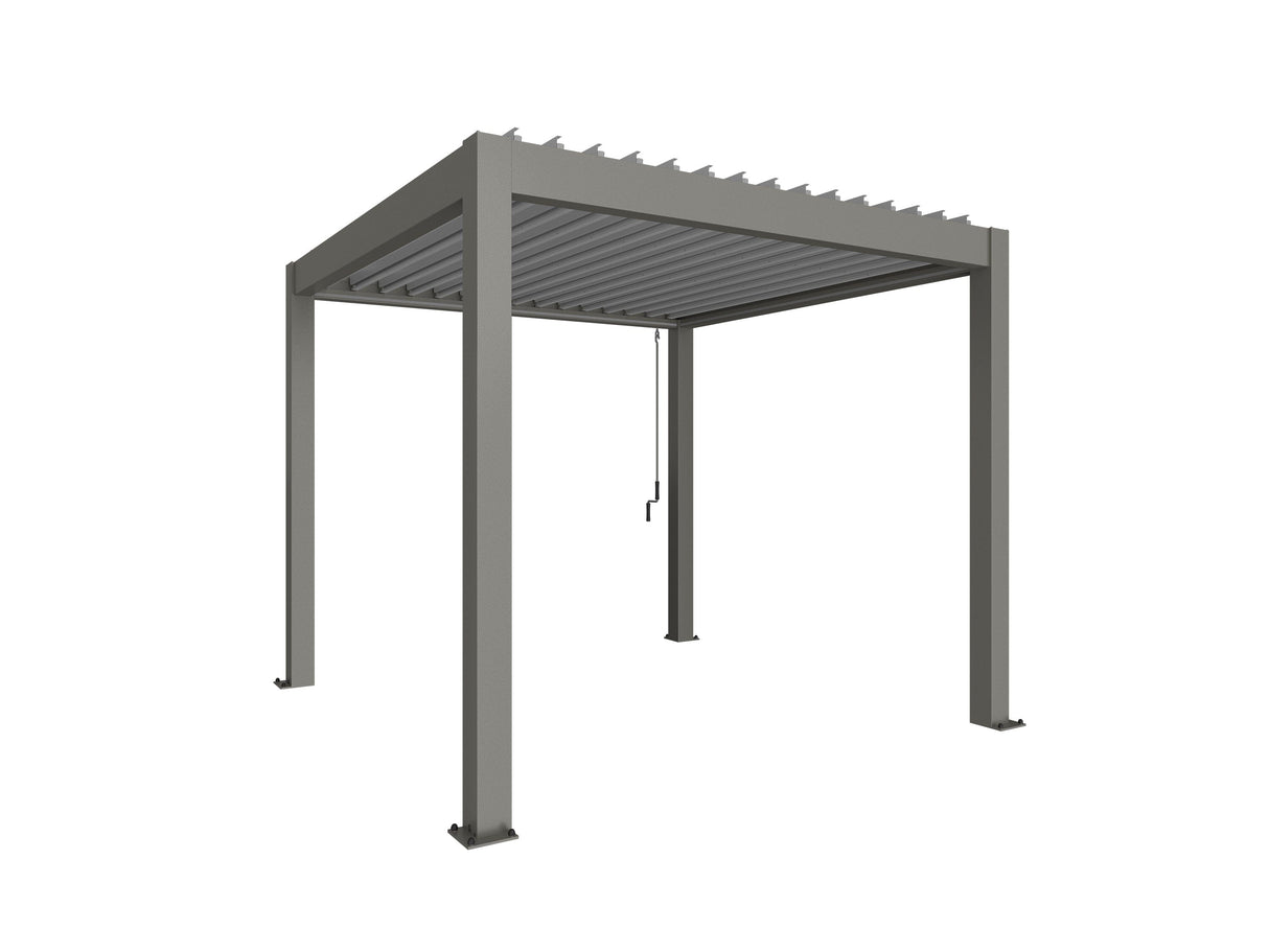 Biohort Pergola Pavillon 3x3 (312x312cm, H:255cm) Gris quartz métallique Argent métallique