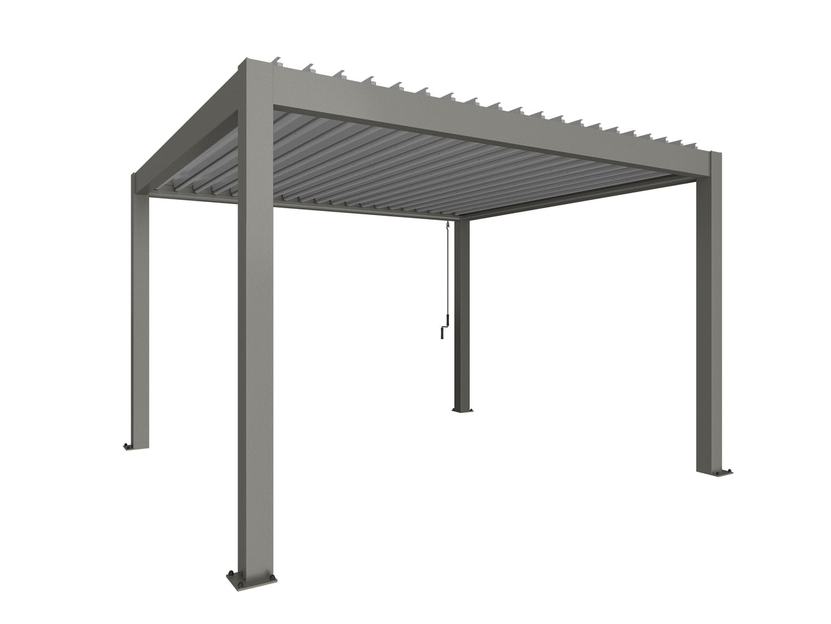 Biohort Pergola Pavillon 4x3,5 (404,5x367,5cm, H:255cm) Gris quartz métallique Argent métallique