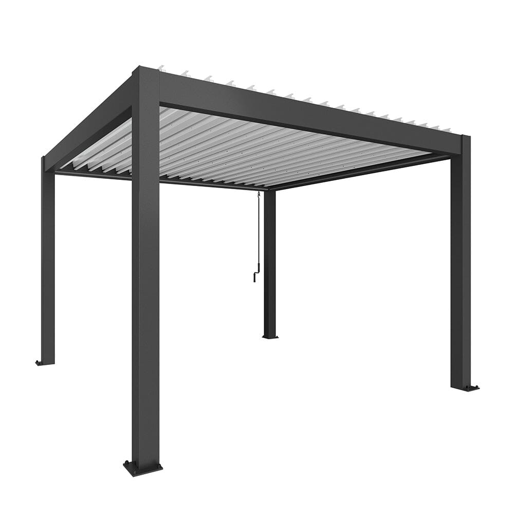 Biohort Pergola Pavillon Bioclimatique 3.5x3.5 (367.5x367.5cm H:264cm) Gris foncé métallique Blanc