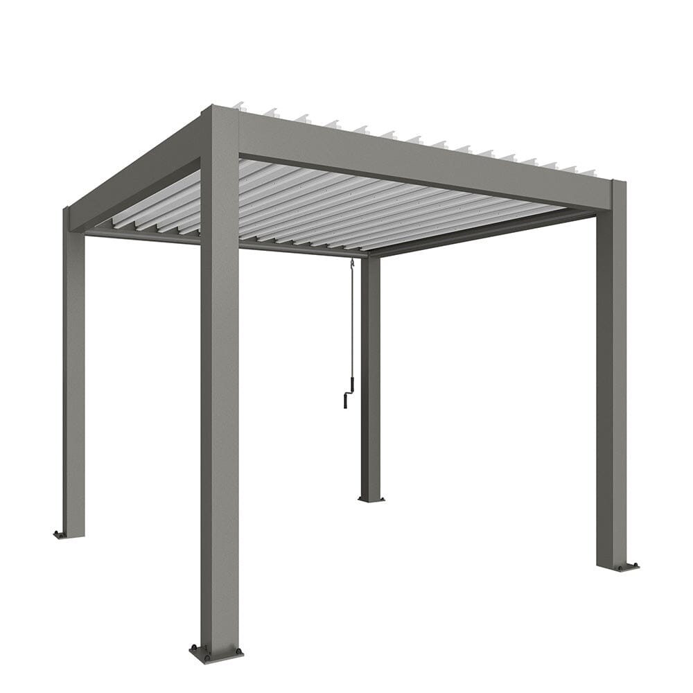 Biohort Pergola Pavillon Bioclimatique 3x3 (312x312cm H:264cm) Gris quartz métallique Blanc