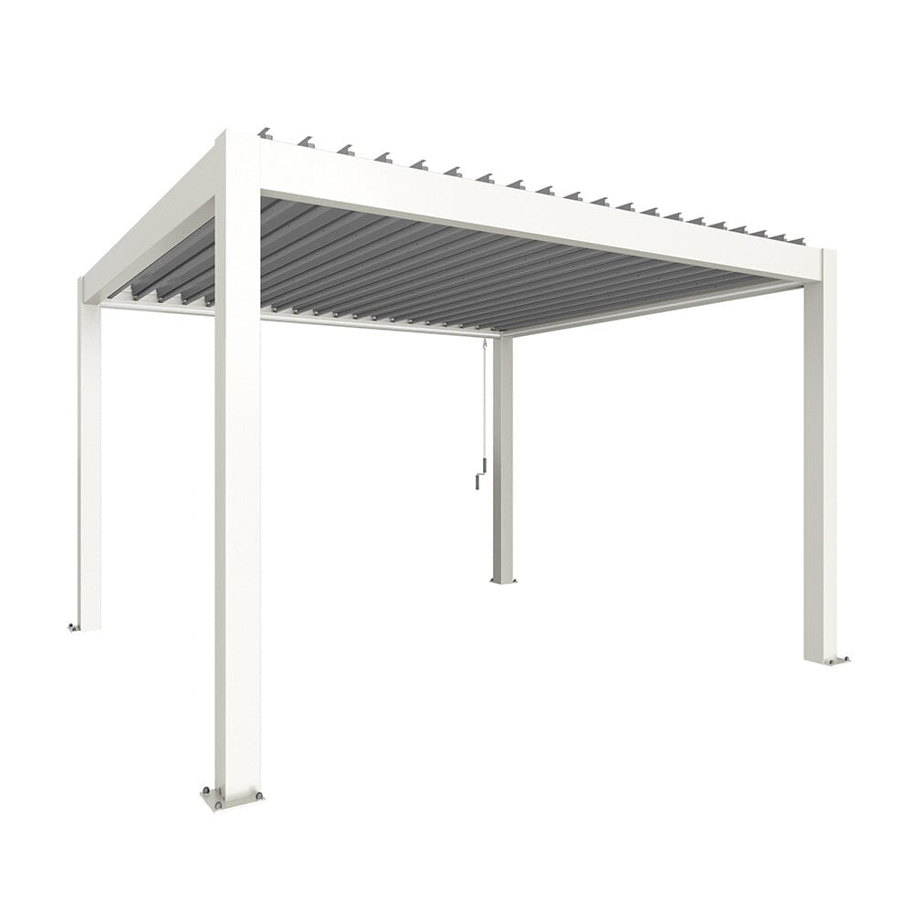 Biohort Pergola Pavillon Bioclimatique 4x3.5 (404x367.5cm H:264cm) Blanc Argent métallique