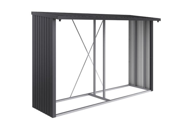 Biohort Woodstock Abri bûches 300 (301x102cm, H:199cm) Gris foncé métallique