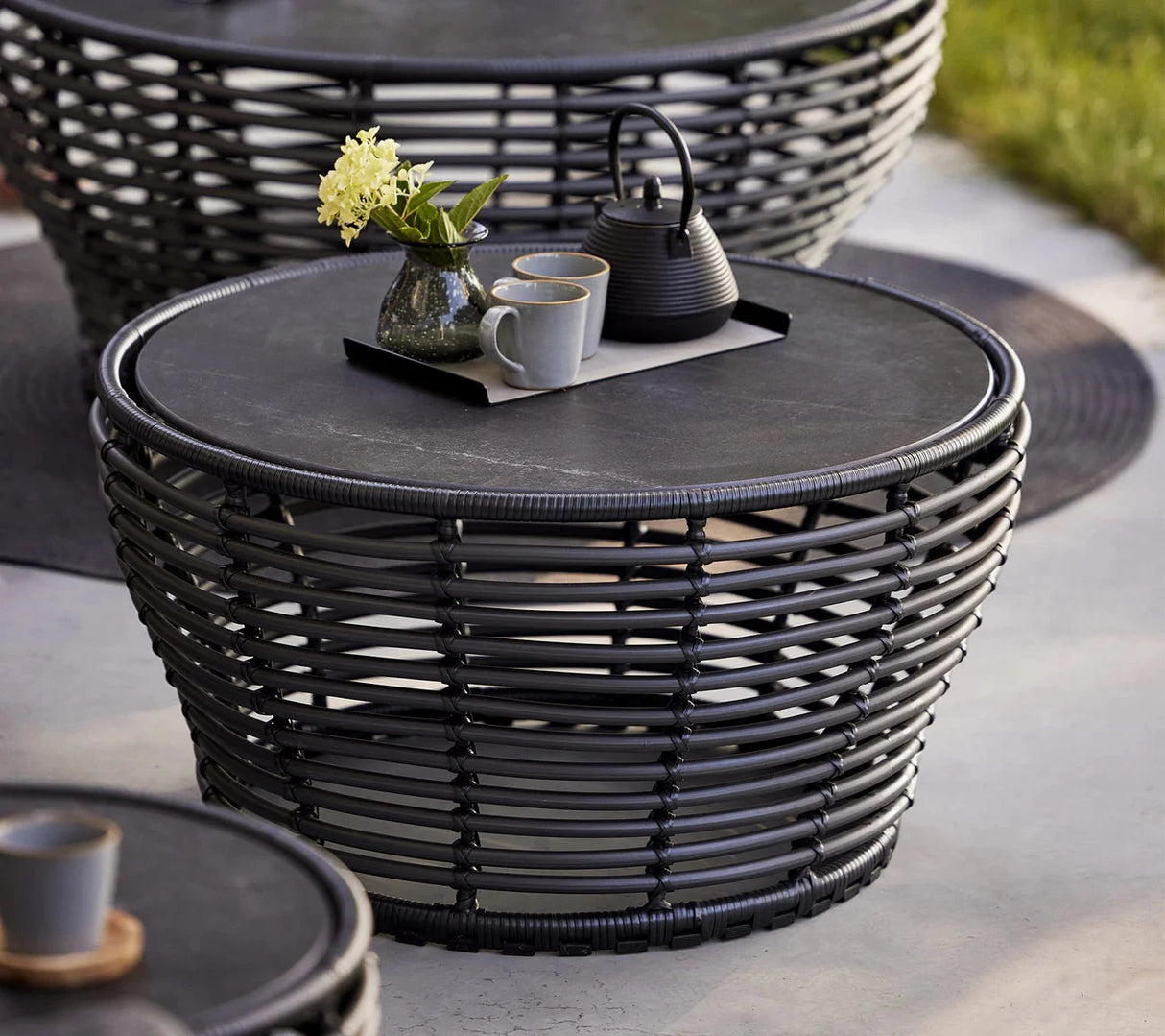 Cane-line Basket Structure Table basse Ø95cm, Plateau en sus (53202)