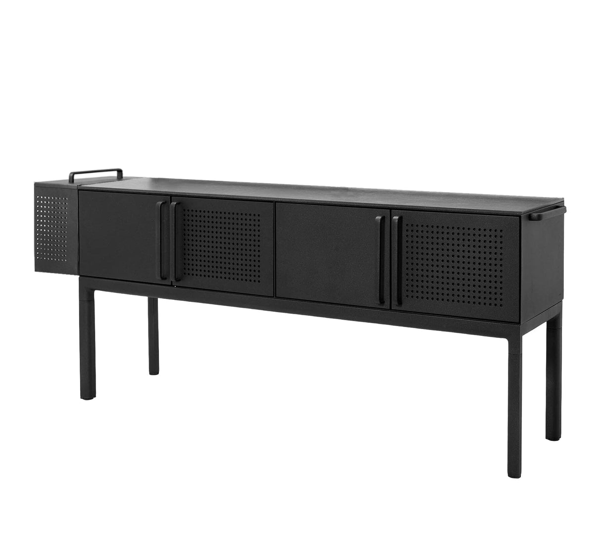 Cane-line Drop Kitchen Cuisine grand Module avec 3 armoires 200cm (3550) Plateau plein fermé en céramique Fossil Black Avec module de bar