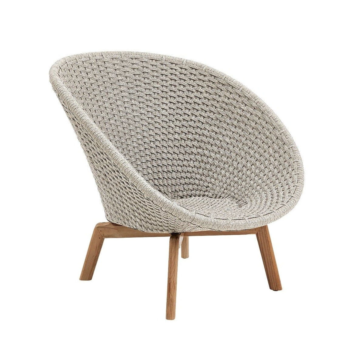 Cane-line Peacock Rope Fauteuil Club Lounge avec pieds en teck (5458), coussins non inclus Sand (Cordes Soft Rope)